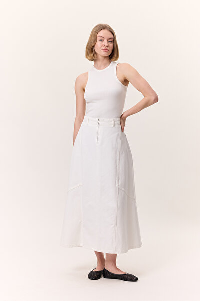 Manuka Ekrü színű Flounce farmerszoknya