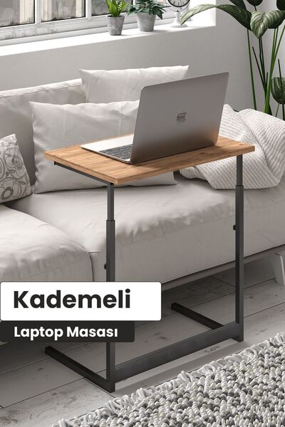 Flinder Çam/Siyah Yükseklik Ayarlı Laptop Masası, Çalışma Masası, Bilgisayar ...