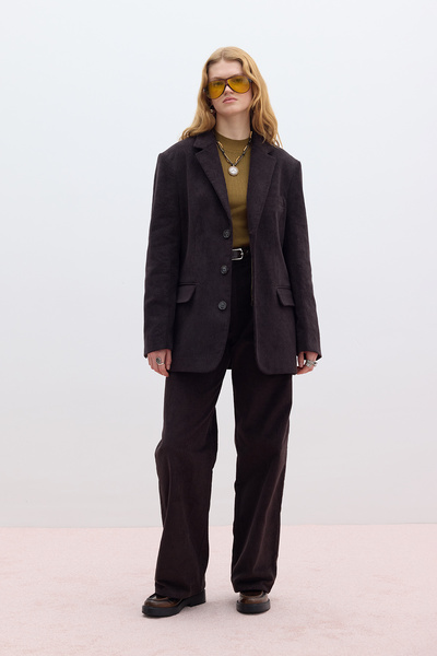 Manuka Bitter Brown Corduroy Straight Trousers