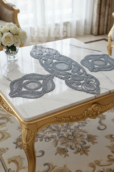 Çt Çeyizci Tekstil Living Room Set, Bedroom 3 Piece Coffee Table Cloth, Table Cloth 3 Piece Room Set