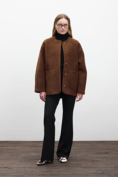 Manuka Chocolate Patterned Cashew Coat - Pockets