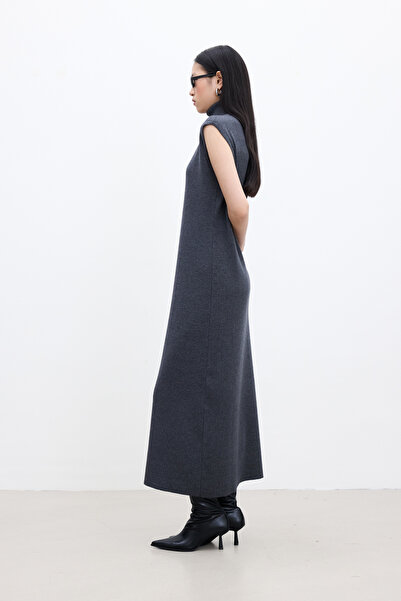 Manuka High Collar Sleeveless Knitwear Dress - Anthracite