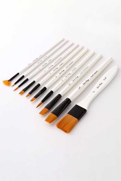 Weather Forecast 10 Adet Profesyonel Yağlı Akrilik Guaj Boya Fırçası Takımı Naylon Fırça cin671by