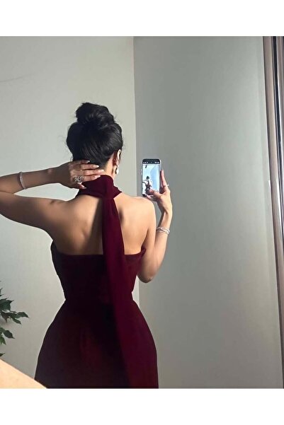 AHAD FARHAN Red velvet dress