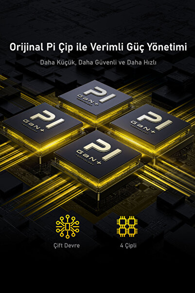 Aohi Magcube 3 Portlu Şarj Adaptörü Sarı 140W Şarj Cihazı GaN+ Hızlı Şarj İstasyonu