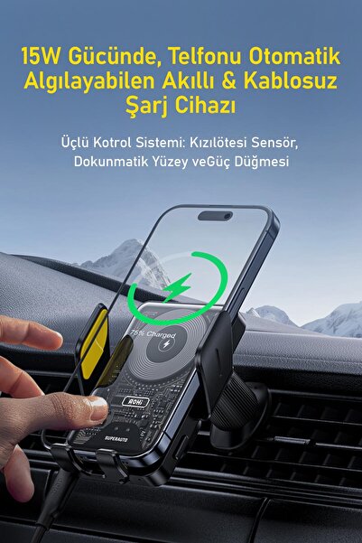 Aohi Superauto Araç İçi Şarjı, 15W Hızlı Şarj Aleti, Siyah