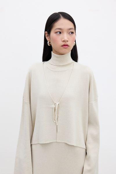 Manuka Ζακέτα με κορδόνια σε μπεζ χρώμα