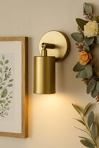 Tel Lighting Sarı Eskitme Tekli Metal Spot Aydınlatma, El Yapımı Aplik