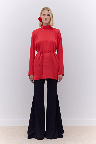 Manuka SATEN GENİŞ KOL TUNİK KIRMIZI