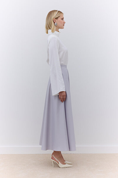 Manuka Βραδινή φούστα σατέν Klosh σε ασημί χρώμα