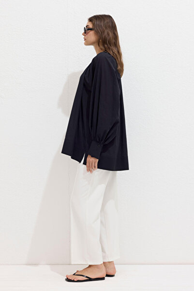 Manuka Black Voile Tunic - Lace Detailed