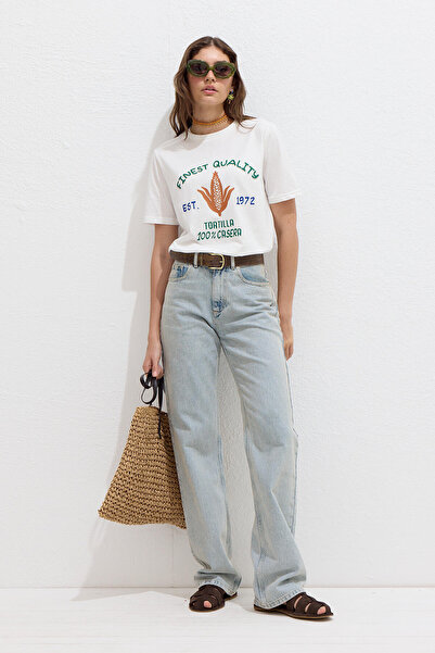 Manuka Tortilla Stitching Detailed Printed T-Shirt