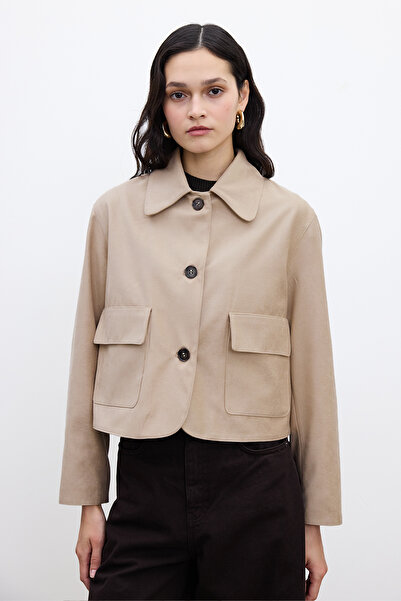 Manuka Suede Short Jacket - Faux Sand Color