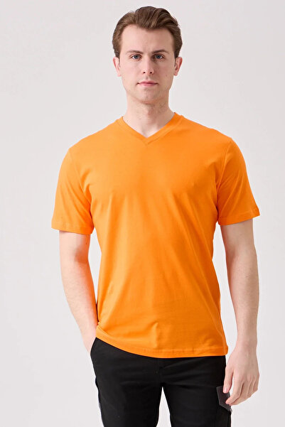 PayBuy Μπλουζάκι με λαιμόκοψη σε σχήμα V από 100% βαμβακερό χτενισμένο βαμβάκι Is Gvenligi Galanthus που αναπνέει Άνετο και κομψό σχέδιο