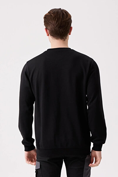 PayBuy Men's Black O-Neck Sweatshirt Basic Design Comfortable Cut Comfortable Winter Three Thread
