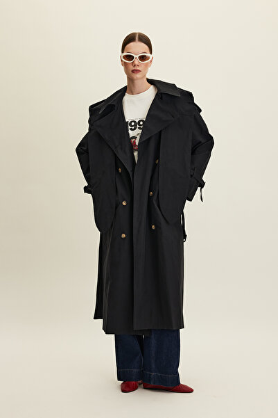 Manuka TOKYO KAPİŞONLU TRENÇKOT SİYAH