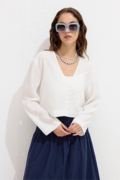 Manuka Ecru Modal Blouse - Buttoned