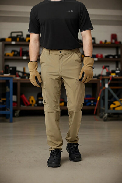 PayBuy Pantaloni de trekking pentru bărbați, drepti, kaki, rezistenți la vânt, Pantaloni Erciyes pentru exterior, convertibili