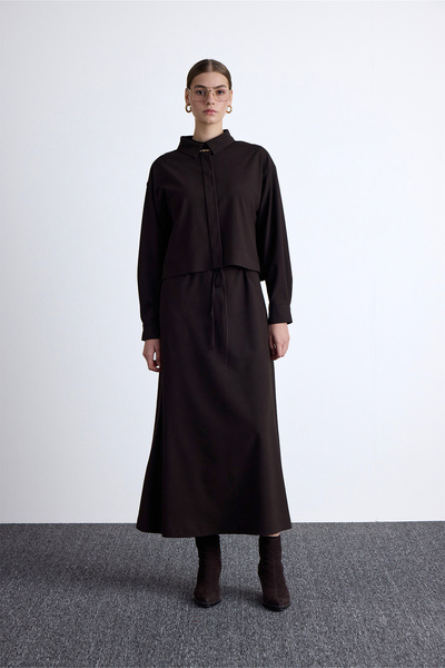 Manuka Bitter Brown Color Waist Adjustable Skirt