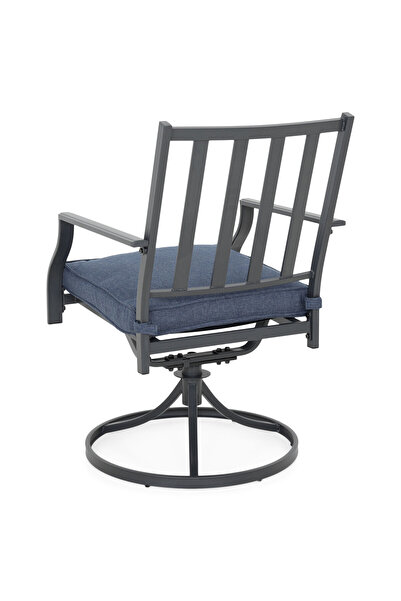 Maison Mex Set 4 scaune rotative gradina/terasa, MALI, L.59 l.64 H.90 cm, negru/albastru