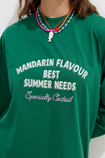 Manuka Mandarin színű nyomott hosszú ujjú póló