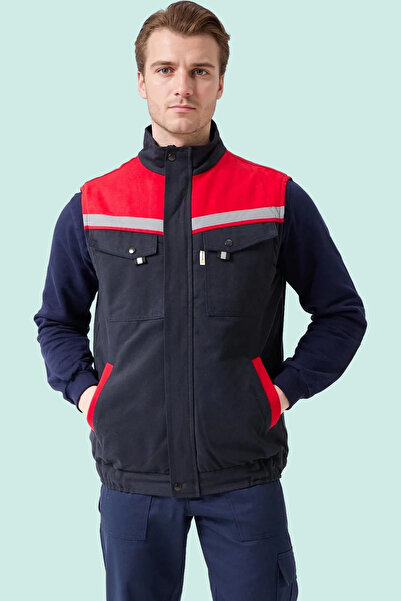 PayBuy Winter Work Vest Greyred Gabardine Multi-Pocket Royal Warm Holder Windproof Reflective