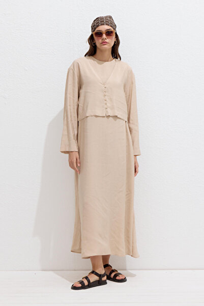 Manuka Μπεζ Modal Μπλούζα - Με Κουμπιά