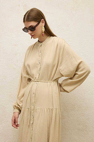 Manuka Μπεζ Χρώμα Oversize Βαμβακερό Φόρεμα