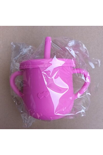 Empria Cana din silicon cu capac si pai, pentru bebelusi, Empria, Roz, diversificare bebe