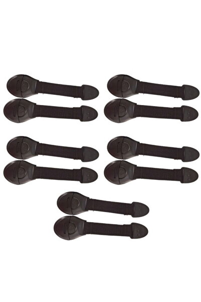 Empria Set of 10 flexible textile door and drawer stoppers, 20 cm, Black