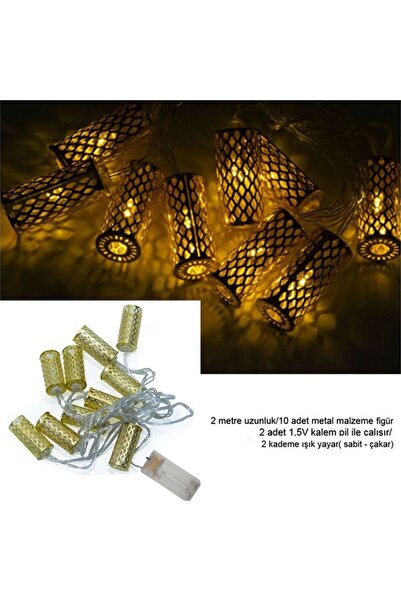 partidolu Ramazan Temalı Gün Işığı 10 Ampullü Kandil Şeklinde Pilli Led Işık ...