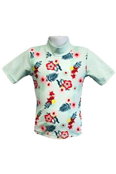 Banz Tricou Protectie UV Copii, Protectie Solara UPF50+, Mint Floral, Diverse...