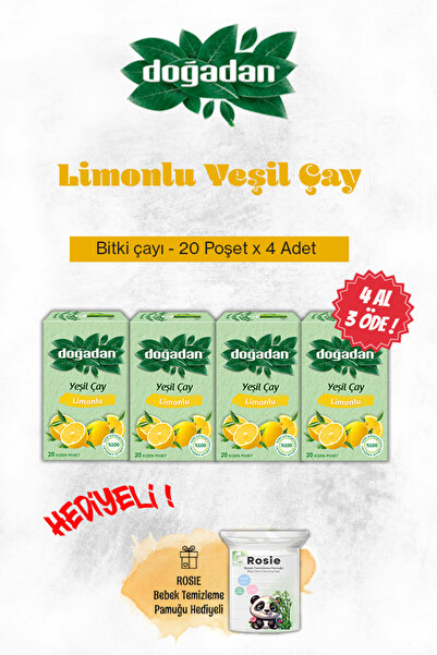 Doğadan 4 AL 3 ÖDE Yeşil Çay Limonlu 20'li ve Rosie Pamuk