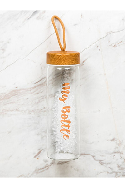 Dörtel Tedarik My Bottle 550 ml Gold Borosilicate Glass Flask with Bamboo Lid