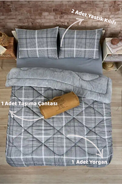 Sudemhome Double Lux Welsoft Elite Quilt - Soft Fleece and Pillowcase Sapphire Gray