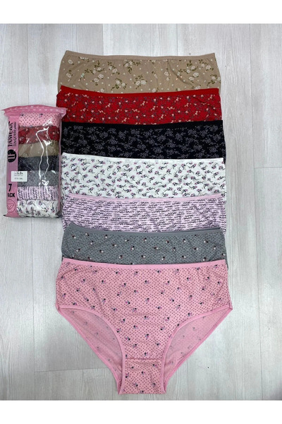 lüx famella Pack of 7 Combed Cotton Patterned Mixed Color Bato Women's Panties