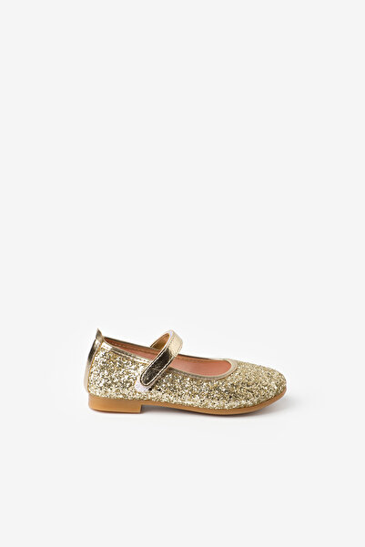Le Mabelle Girl's Gold Glitter and Velcro Shoes