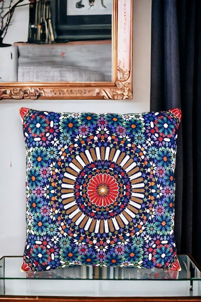 Chintar Jacquard Tapestry Panel Woven Green Mandala Decorative Throw Pillow / Pillowcase