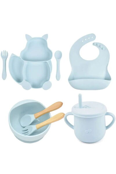 Empria Set complet din silicon fara alergeni pentru diversificare bebe, Turcoaz