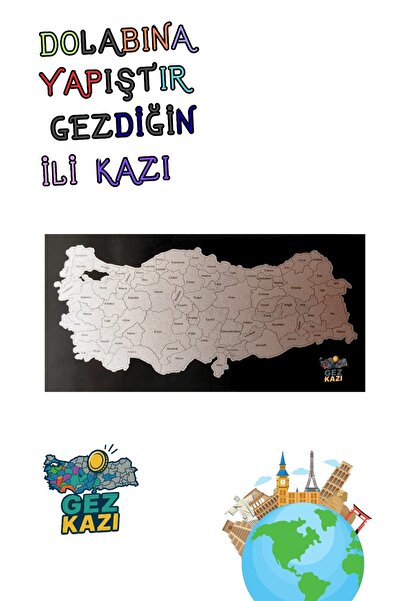 Genel Markalar Magnet Türkiye Haritası - Kolay Kazınabilir Harita - Scratch Map - Tarvel and Scratch