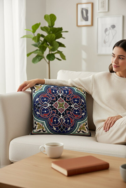 Chintar Jacquard Tapestry Panel Woven Green Mandala Decorative Throw Pillow /...