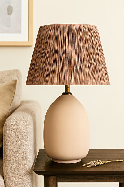 Hmydesign Pergola Hardmade Seramik Abajur Kahve Krem