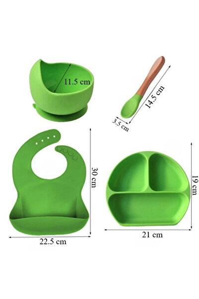 Empria Set diversificare bebelusi, 4 piese, silicon BPA free, Empria, Verde, diversificare bebe