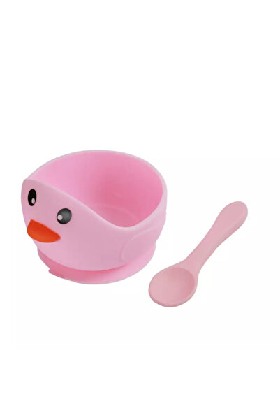 Empria Set bol anti-alunecare din silicon si lingurita diversificare bebe, Empria, Pui, Roz
