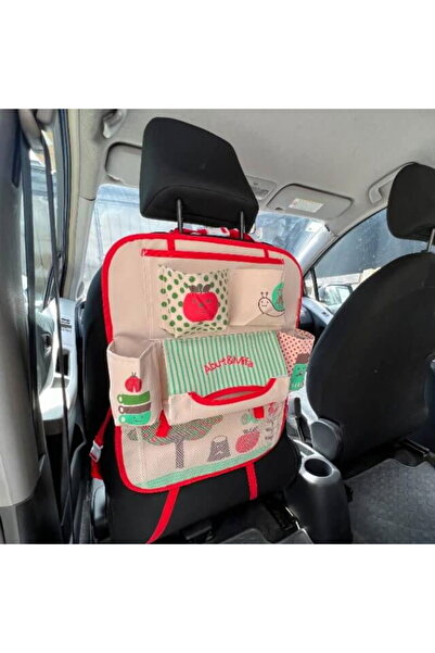 Empria Protectie scaun auto, organizator auto copii, 8 buzunare, Empria, 54x43 cm, Rosu, protectie auto