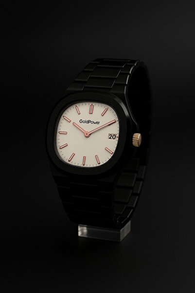 Goldpower ساعة يد رجالية من الفولاذ موديل باتيك فيليب مع تقويم