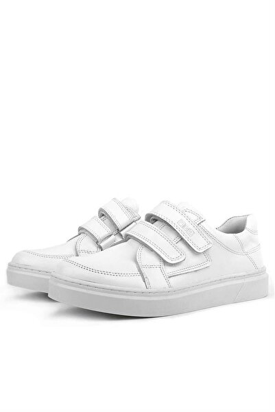 Rakerplus Genuine Leather White Velcro Young Men's Sports Shoes