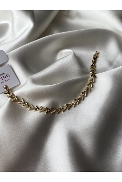 XUPING JEWELRY Marka Model 14K Altın Kaplama Taşlı Kadın V Bileklik