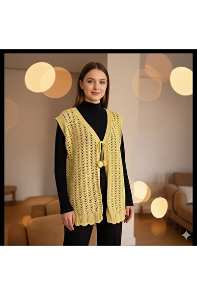 Çeyizcim Yellow Knitwear and Knitted Vest Set