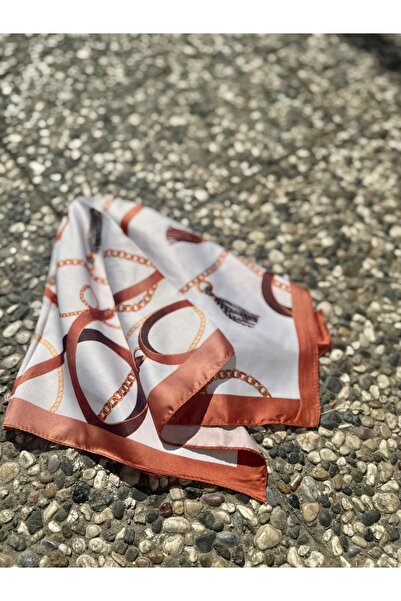 Axesoire 14943 Black Satin Bandana Scarf with Belt and Chain Pattern